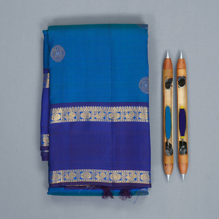 Hayagrivas Handloom Mayilkazhuthu Kanjivaram Silk Saree with Royal Blue Border KBF652G2-5
