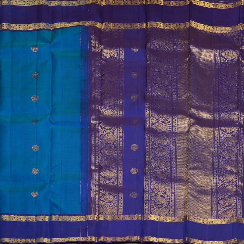Hayagrivas Handloom Mayilkazhuthu Kanjivaram Silk Saree with Royal Blue Border KBF652G2-5