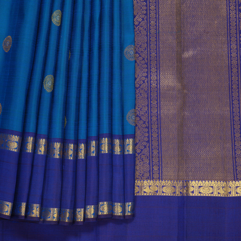 Hayagrivas Handloom Mayilkazhuthu Kanjivaram Silk Saree with Royal Blue Border KBF652G2-5