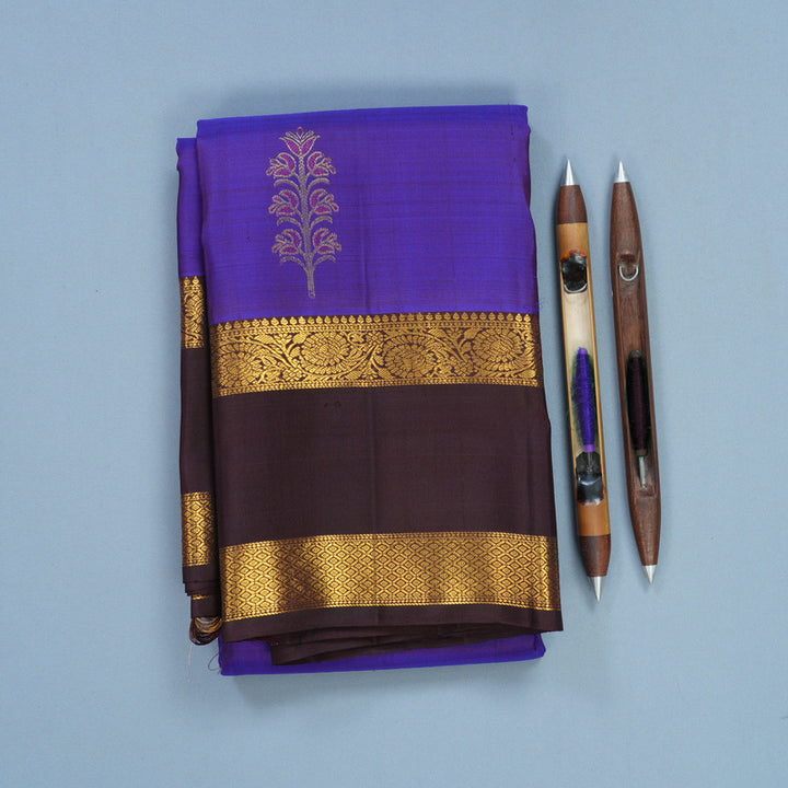 Hayagrivas Handloom Royal Blue Kanjivaram Silk Saree with Brown Border KBF652G2-7