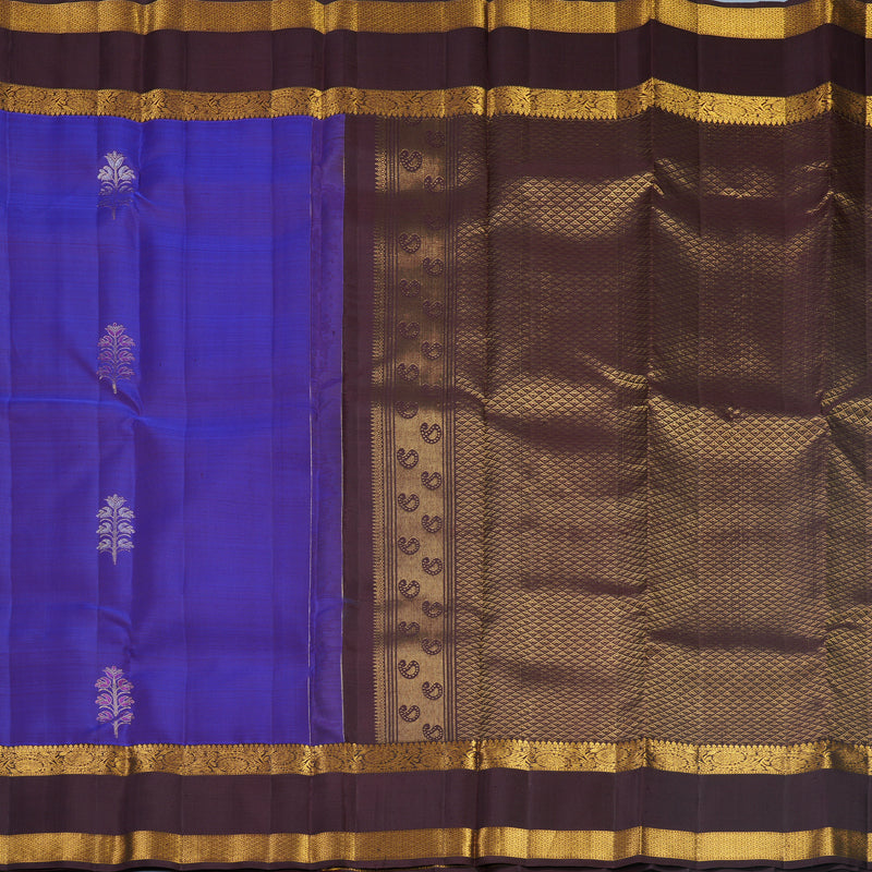 Hayagrivas Handloom Royal Blue Kanjivaram Silk Saree with Brown Border KBF652G2-7