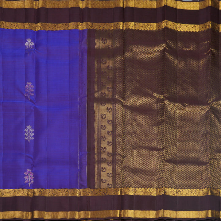 Hayagrivas Handloom Royal Blue Kanjivaram Silk Saree with Brown Border KBF652G2-7