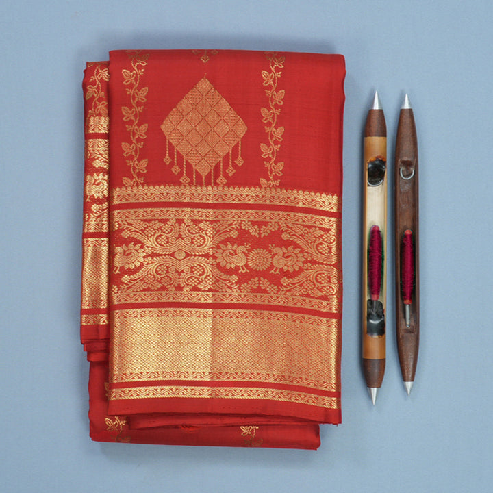 Hayagrivas Handloom Red Kanjivaram Silk Saree KBF652G4-1