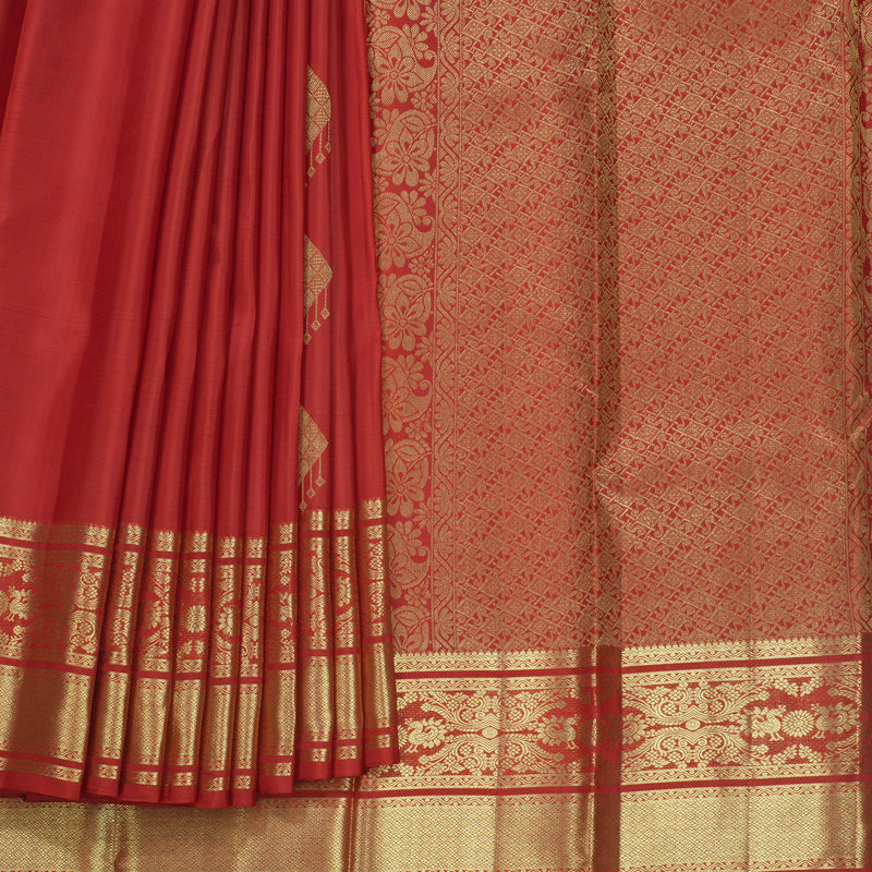 Hayagrivas Handloom Red Kanjivaram Silk Saree KBF652G4-1