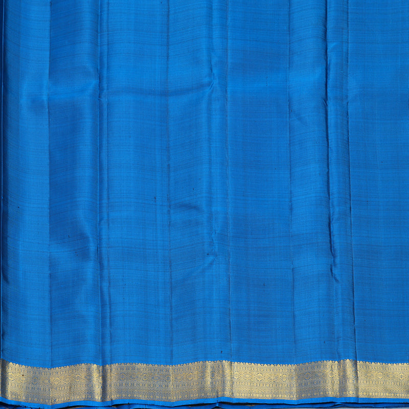 Hayagrivas Handloom Rama Green Kanjivaram Silk Saree with Ananda Blue Border KBF652G4-11