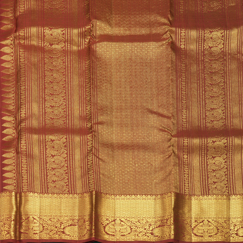 Hayagrivas Handloom Brick Maroon Kanjivaram Silk Saree KBF652G4-12