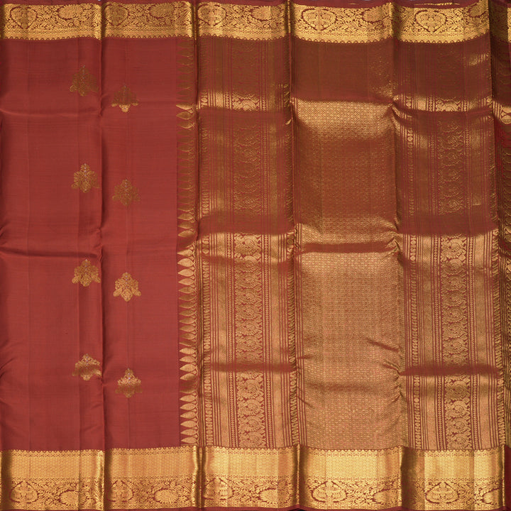 Hayagrivas Handloom Brick Maroon Kanjivaram Silk Saree KBF652G4-12