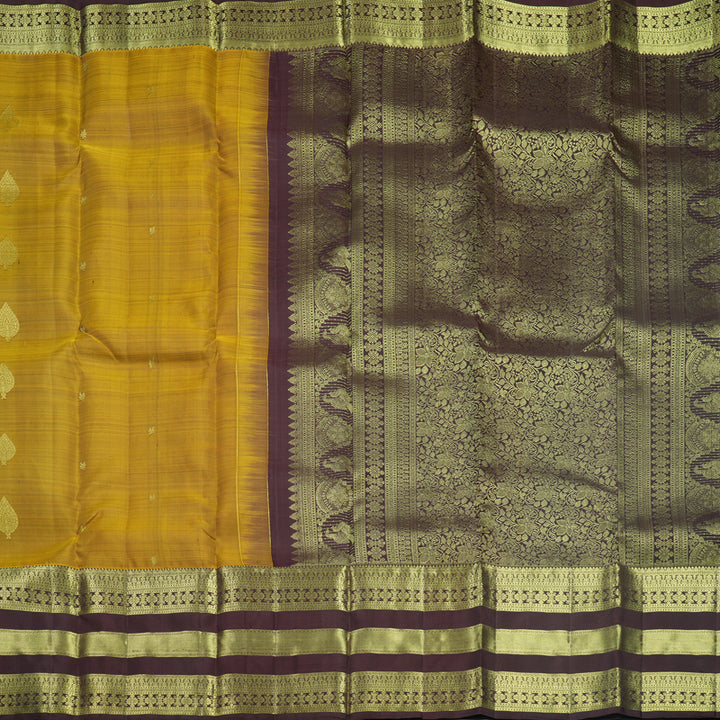 Hayagrivas Handloom Honey Shade Kanjivaram Silk Saree with Coffee Brown Border KBF652G4-13