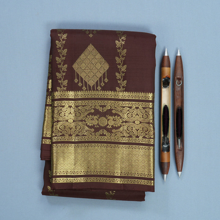Hayagrivas Handloom Coffee Brown Kanjivaram Silk Saree KBF652G4-2