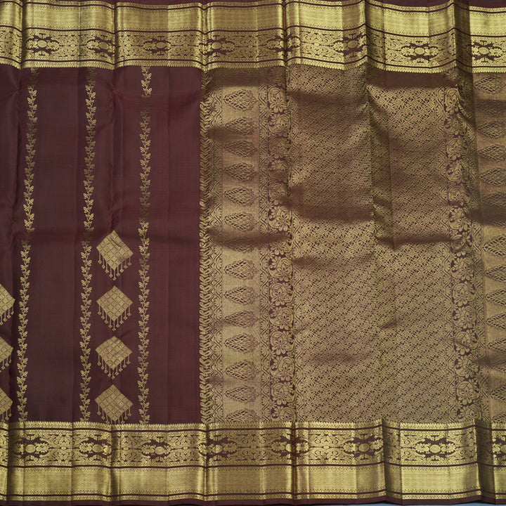 Hayagrivas Handloom Coffee Brown Kanjivaram Silk Saree KBF652G4-2