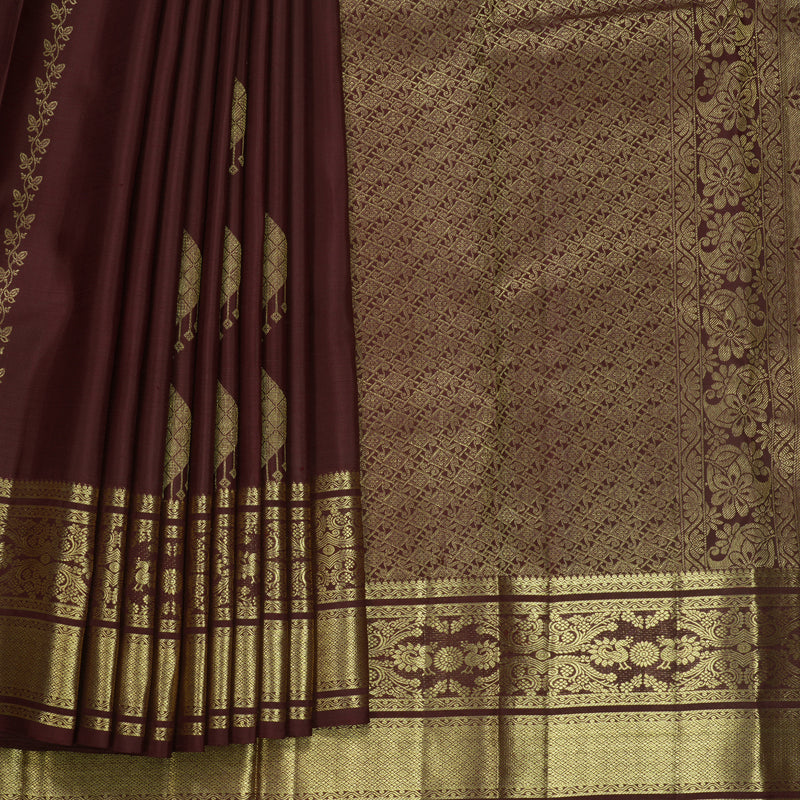 Hayagrivas Handloom Coffee Brown Kanjivaram Silk Saree KBF652G4-2