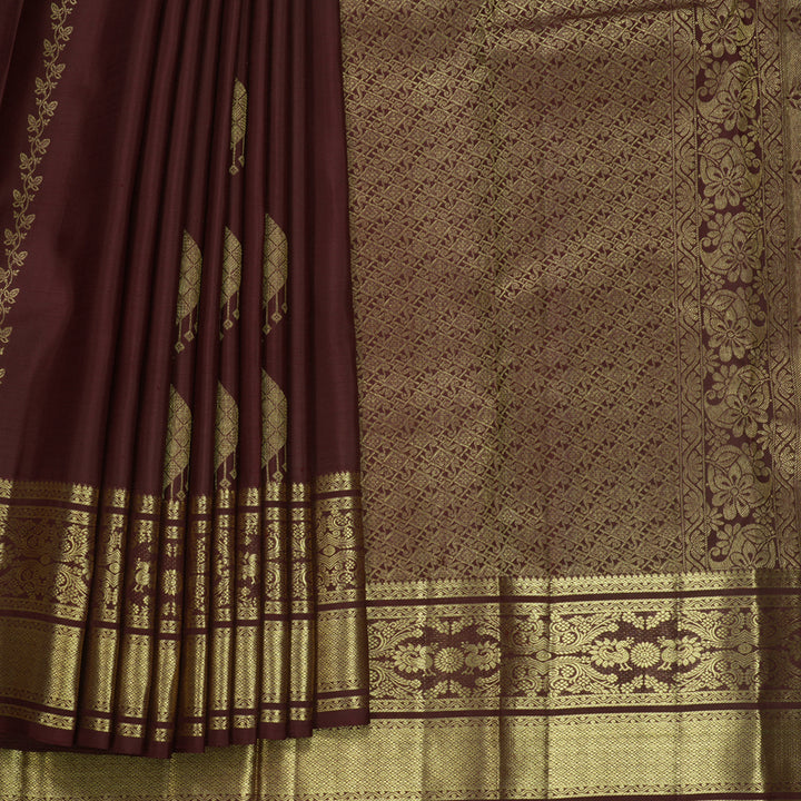 Hayagrivas Handloom Coffee Brown Kanjivaram Silk Saree KBF652G4-2