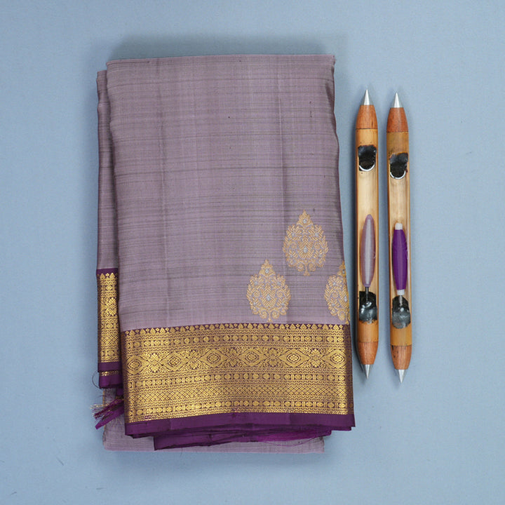 Hayagrivas Handloom Lavender Kanjivaram Silk Saree with Purple Border KBF652G4-4