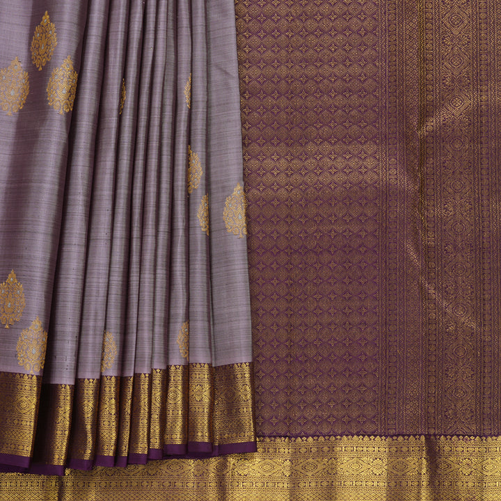 Hayagrivas Handloom Lavender Kanjivaram Silk Saree with Purple Border KBF652G4-4