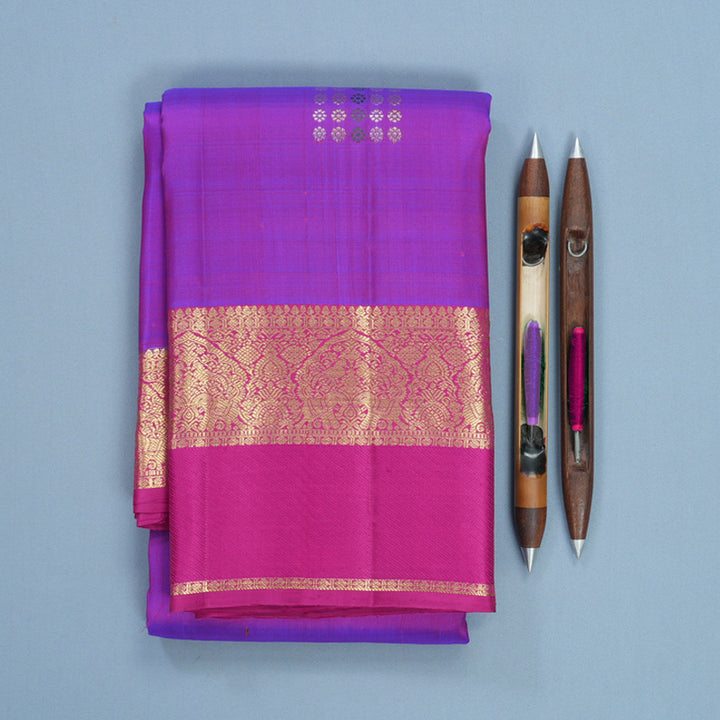 Hayagrivas Handloom Purple Kanjivaram Silk Saree with Rani Pink Border KBF652G4-5