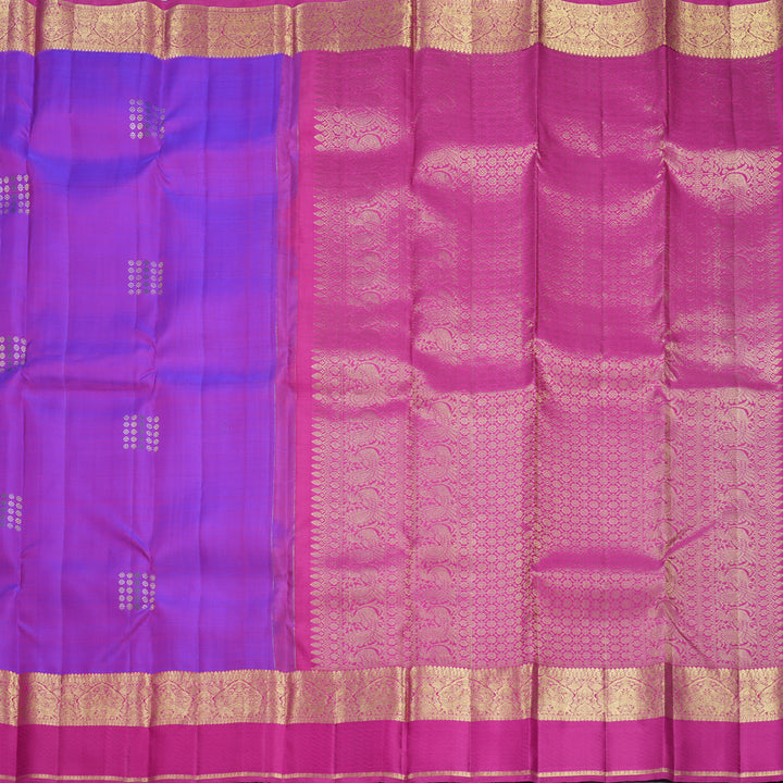 Hayagrivas Handloom Purple Kanjivaram Silk Saree with Rani Pink Border KBF652G4-5