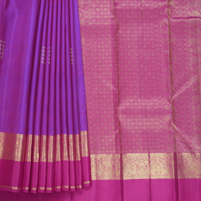 Hayagrivas Handloom Purple Kanjivaram Silk Saree with Rani Pink Border KBF652G4-5