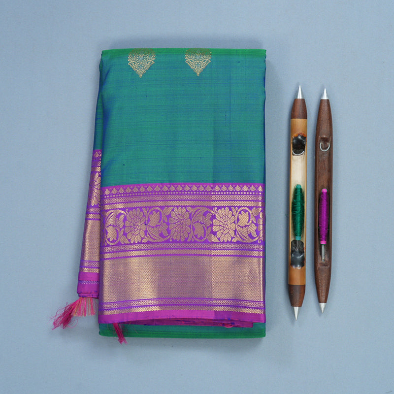 Hayagrivas Handloom Mayilkazhuthu Kanjivaram Silk Saree with Purple Border KBF652G4-7