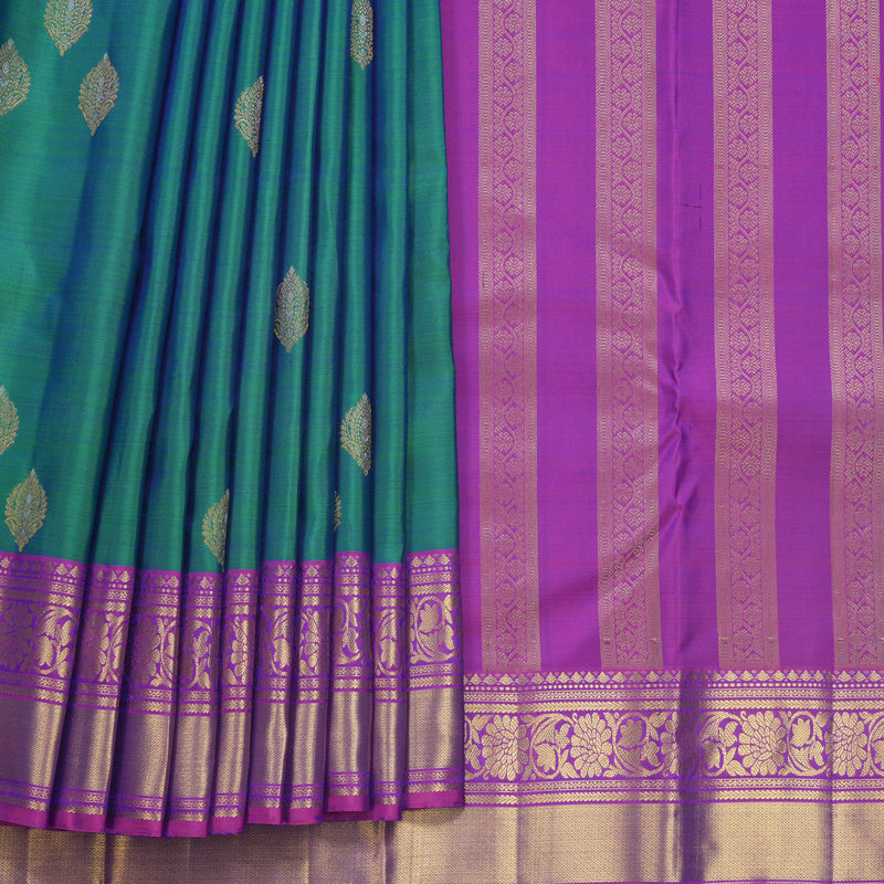 Hayagrivas Handloom Mayilkazhuthu Kanjivaram Silk Saree with Purple Border KBF652G4-7