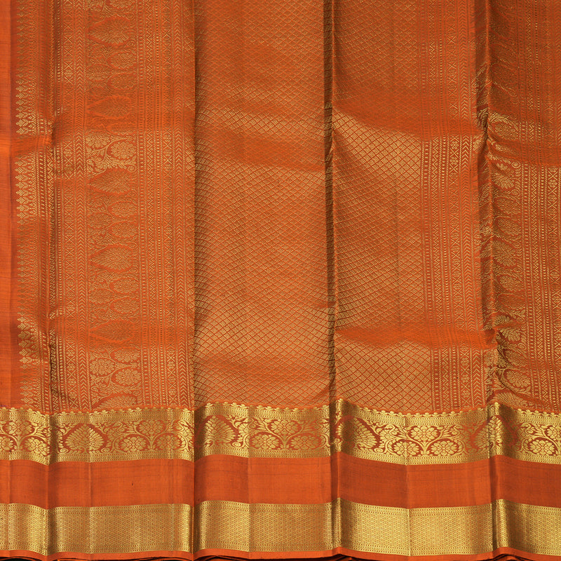 Hayagrivas Handloom Purple Kanjivaram Silk Saree with Rust Orange Border KBF652G4-8