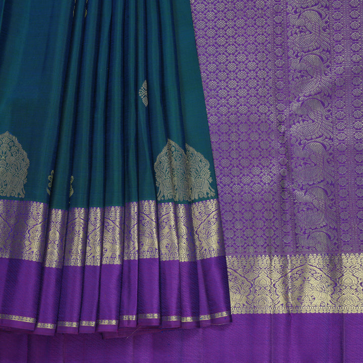 Hayagrivas Handloom Mayilkazhuthu Kanjivaram Silk Saree with Purple Border KBF652G4-9