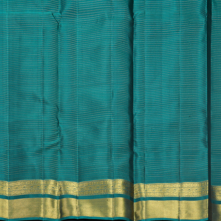 Hayagrivas Handloom Navy Blue Kanjivaram Silk Saree with Peacock Green Border KBF652G5-3
