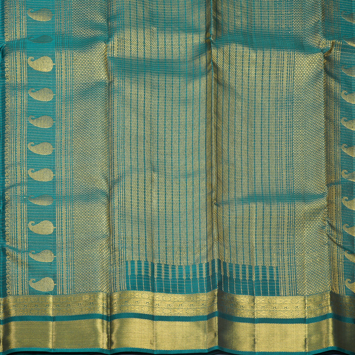 Hayagrivas Handloom Navy Blue Kanjivaram Silk Saree with Peacock Green Border KBF652G5-3