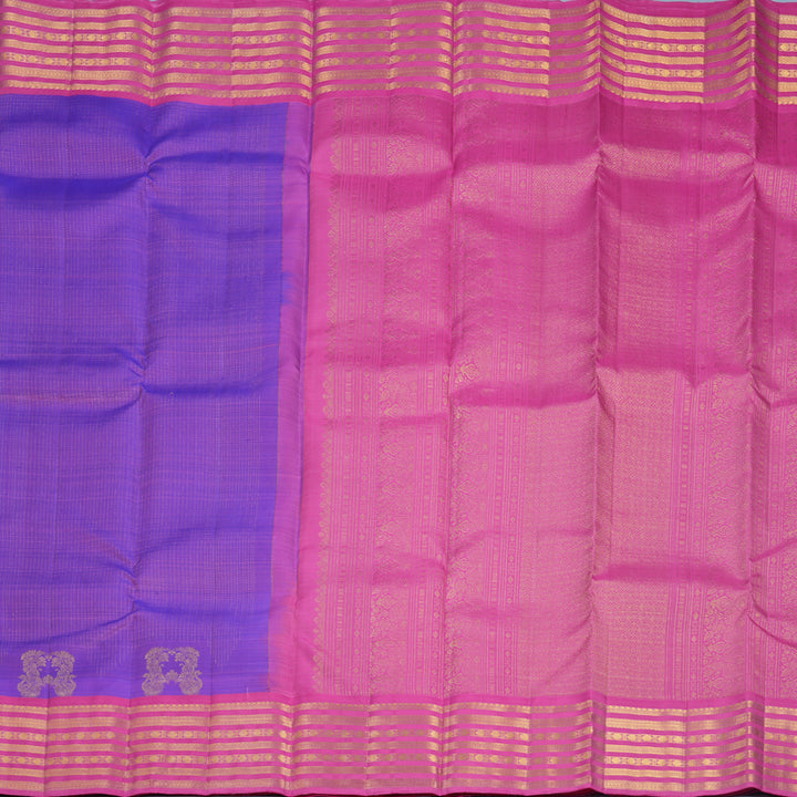 Hayagrivas Handloom Purple Kanjivaram Silk Saree with Pink Border KBF652G5-5