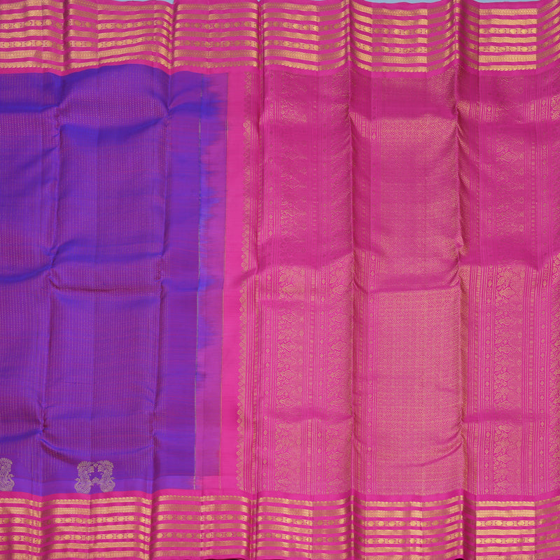 Hayagrivas Handloom Purple Kanjivaram Silk Saree with Rani Pink Border KBF652G5-6