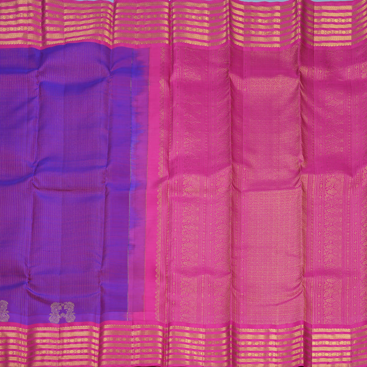 Hayagrivas Handloom Purple Kanjivaram Silk Saree with Rani Pink Border KBF652G5-6