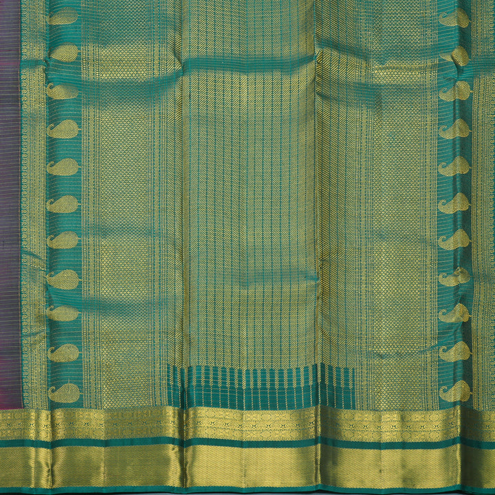 Hayagrivas Handloom Wine Purple Kanjivaram Silk Saree with Emerald Green Border KBF652G5-7