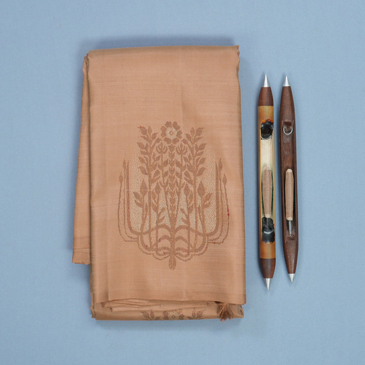 Hayagrivas Handloom Light Brown Kanjivaram Silk Saree KBF653G3-1
