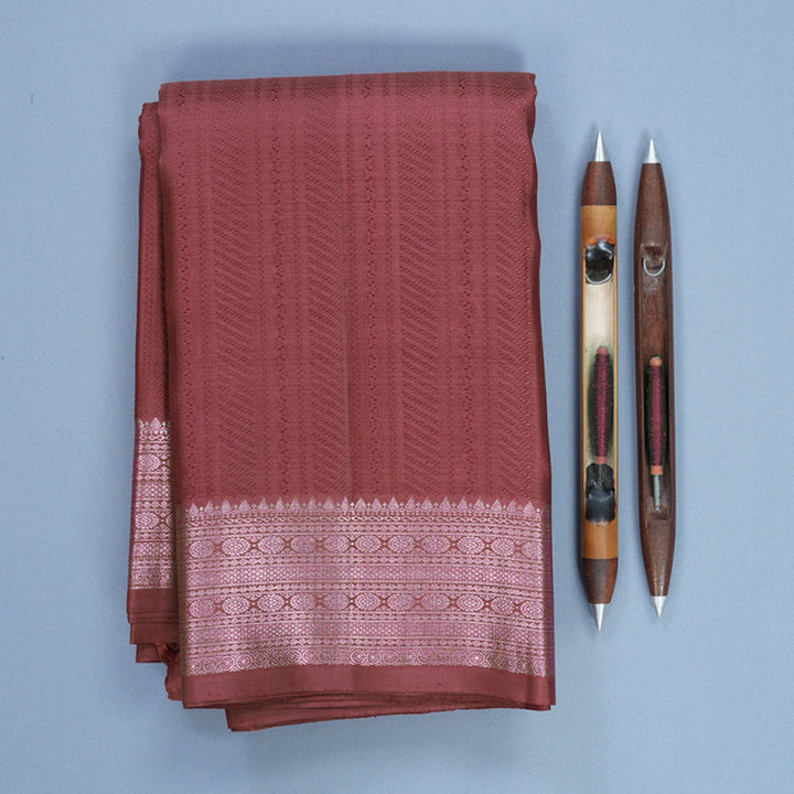 Hayagrivas Handloom Rosewood Pink Kanjivaram Silk Saree KBF653G5-1