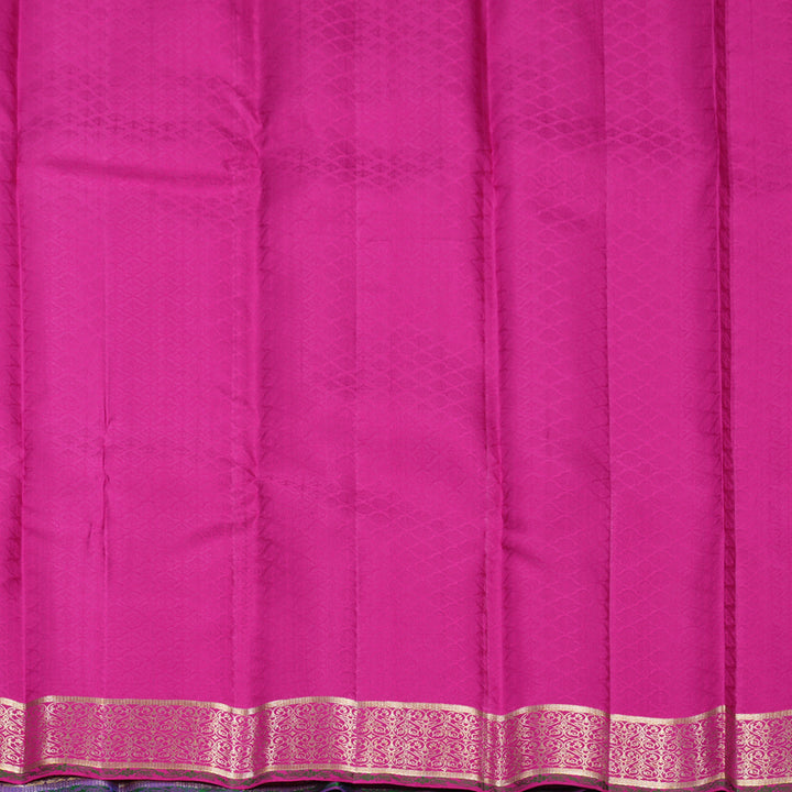 Hayagrivas Handloom Blue Kanjivaram Silk Saree with Purple Border KBF653G6-1