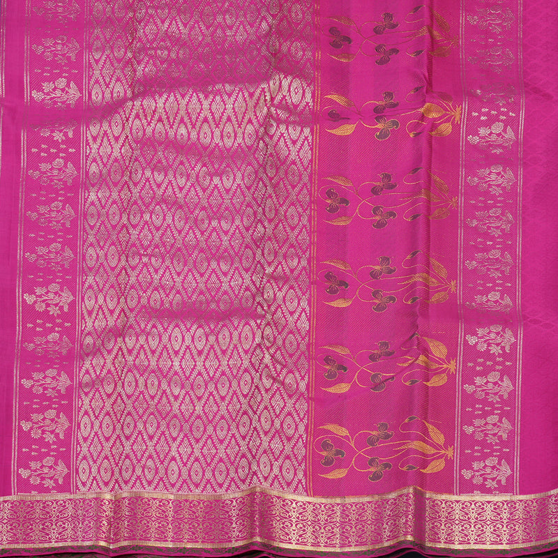 Hayagrivas Handloom Blue Kanjivaram Silk Saree with Purple Border KBF653G6-2