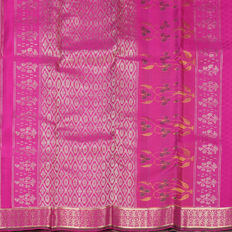 Hayagrivas Handloom Pista Green Kanjivaram Silk Saree with Cream Border KBF653G6-3