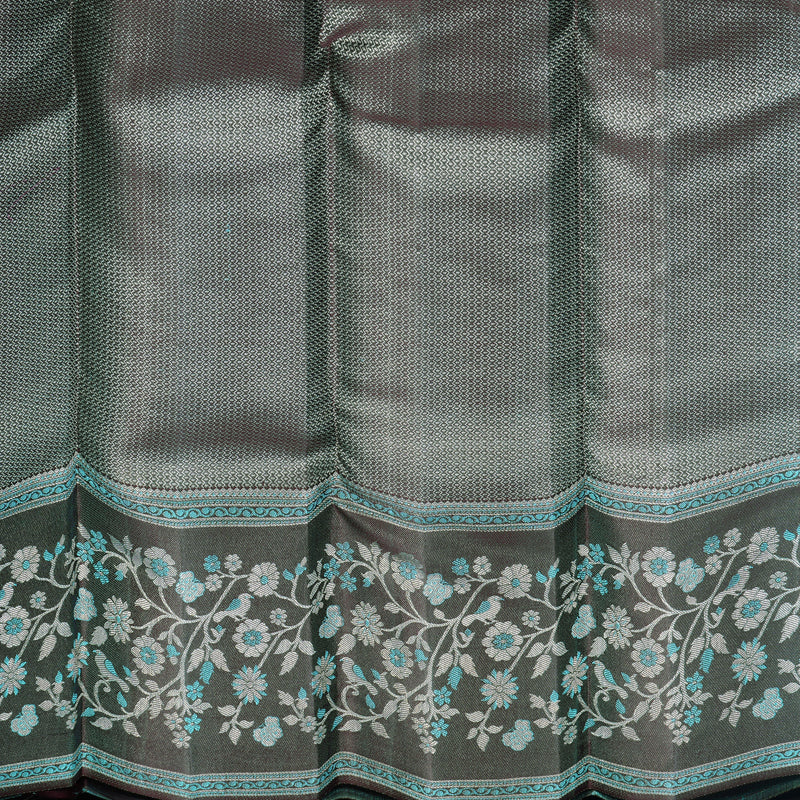 Hayagrivas Handloom Sky Blue Kanjivaram Silk Saree with Deep Plum Purple Border KBF653G9-1