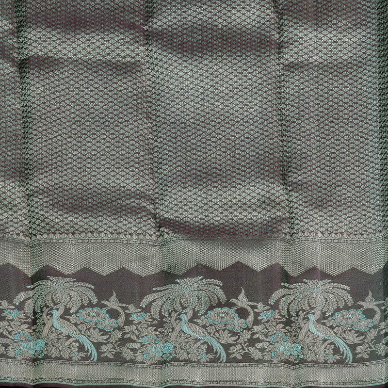 Hayagrivas Handloom Sea Blue Kanjivaram Silk Saree with Deep Plum Purple Border KBF653G9-11