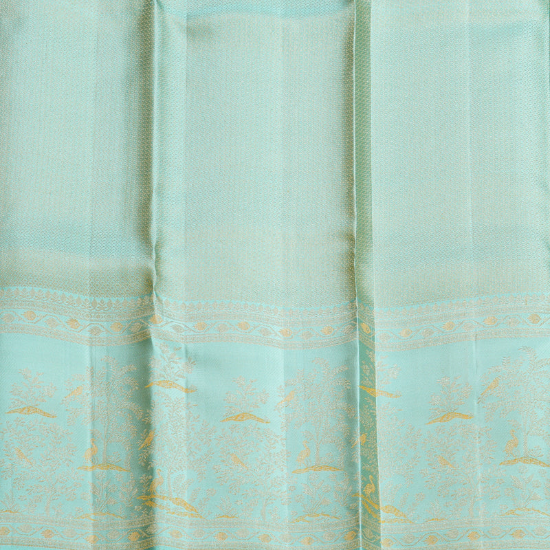 Hayagrivas Handloom Orange Kanjivaram Silk Saree with Powder Blue Border KBF653G9-5