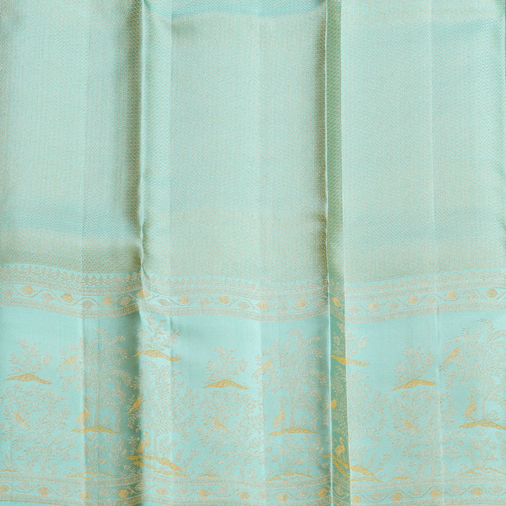 Hayagrivas Handloom Orange Kanjivaram Silk Saree with Powder Blue Border KBF653G9-5