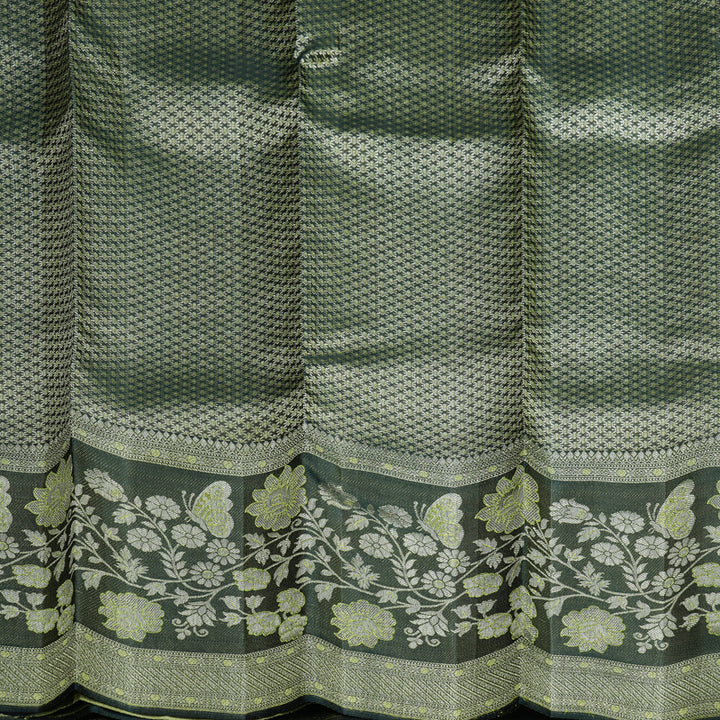 Hayagrivas Handloom Lime Green Kanjivaram Silk Saree with Karum Pachai Border KBF653G9-7