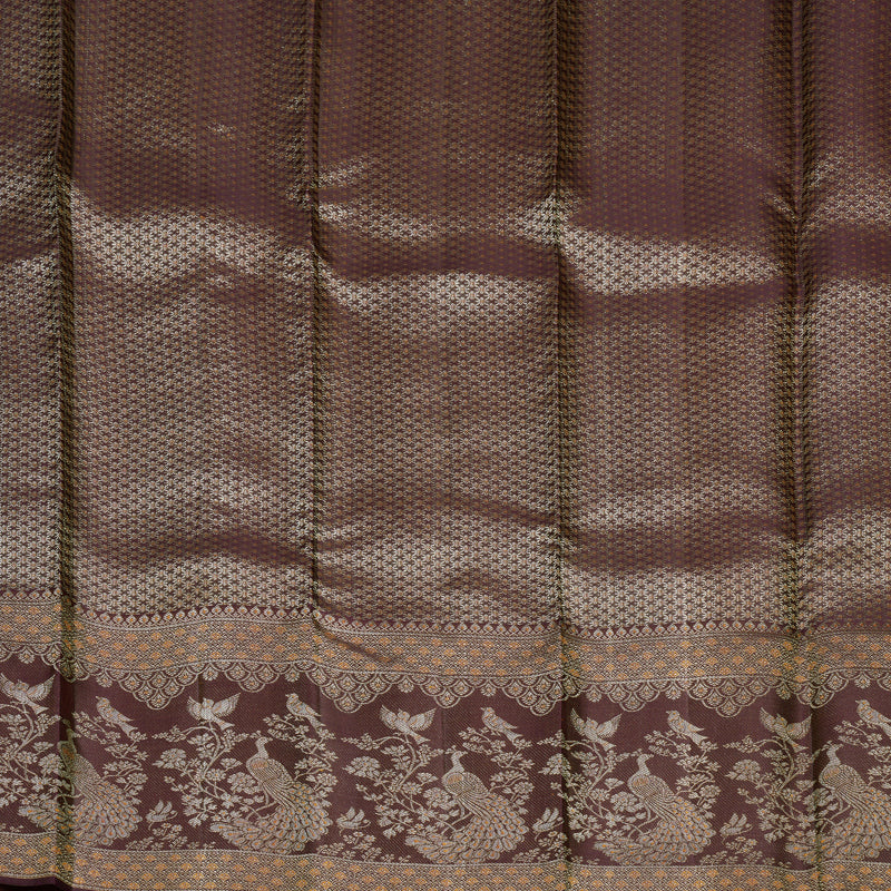 Hayagrivas Handloom Turmeric Yellow Kanjivaram Silk Saree with Deep Plum Purple Border KBF653G9-8