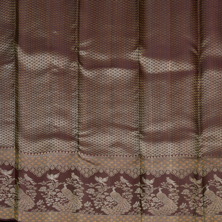 Hayagrivas Handloom Turmeric Yellow Kanjivaram Silk Saree with Deep Plum Purple Border KBF653G9-8