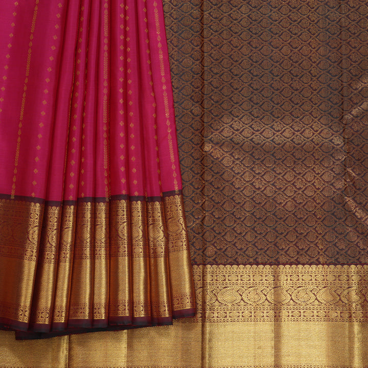 Hayagrivas Handloom Pink Kanjivaram Silk Saree with Manthalir Border KBF656G11-3