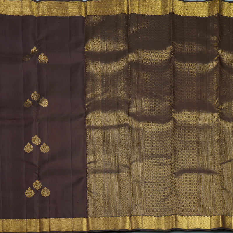 Hayagrivas Handloom Dark Brown Kanjivaram Silk Saree KBF656G12-1