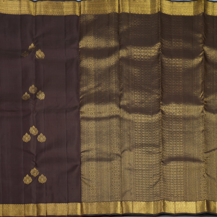 Hayagrivas Handloom Dark Brown Kanjivaram Silk Saree KBF656G12-1