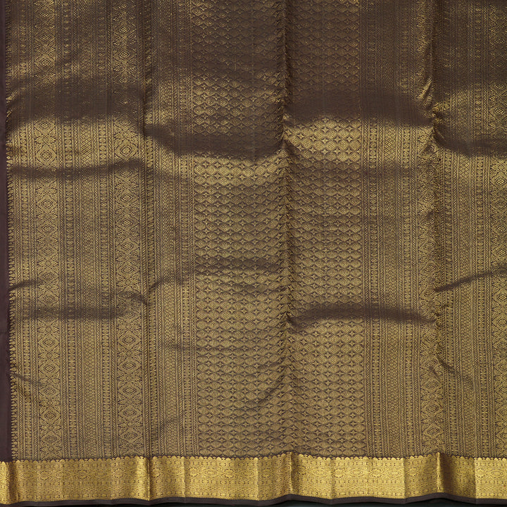 Hayagrivas Handloom Dark Brown Kanjivaram Silk Saree KBF656G12-1