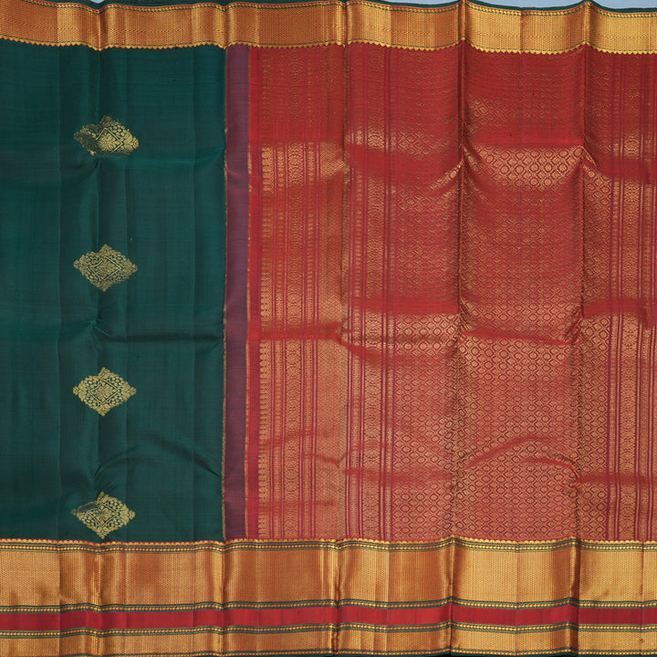 Hayagrivas Handloom Karpaga Pachai Kanjivaram Silk Saree with Maroon Border KBF656G12-4