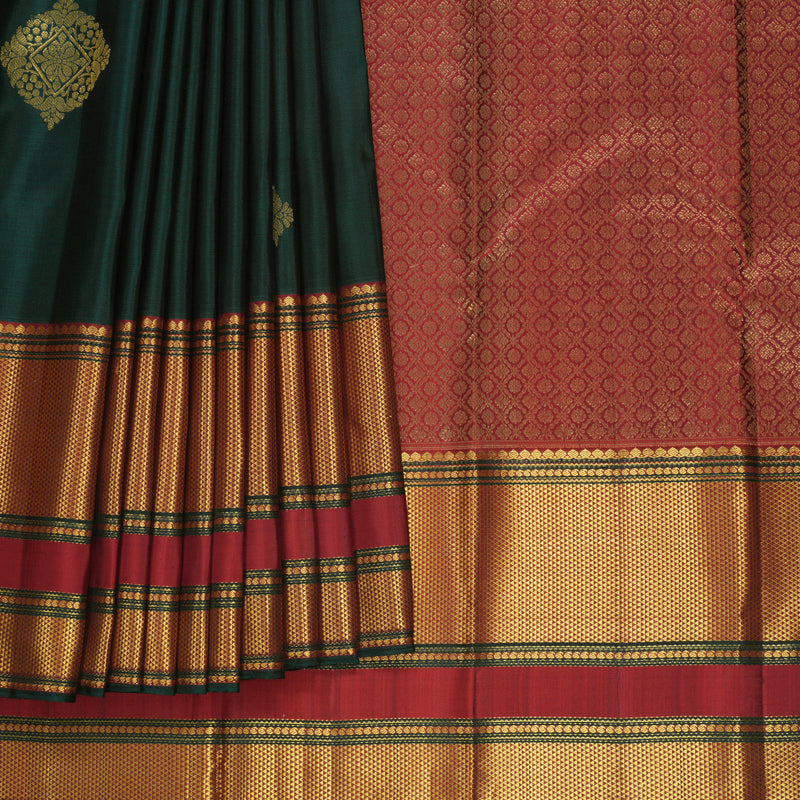 Hayagrivas Handloom Karpaga Pachai Kanjivaram Silk Saree with Maroon Border KBF656G12-4