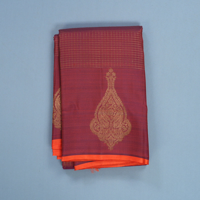 Hayagrivas Handloom Wine Maroon Kanjivaram Silk Saree KBF656G13-4